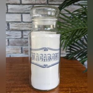 VINTAGE Macaroni Catelli glass jar pasta canister kitchen container with lid